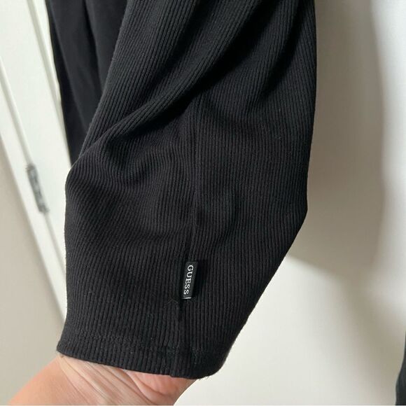 Guess Sweater Womens Small Black Rib-Knit Long Sleeve Turtle Neck Viscose Blend - Picture 5 of 13